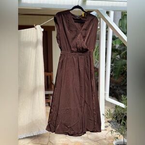 Satin Brown Women's Midi Dress Banana Republic size S